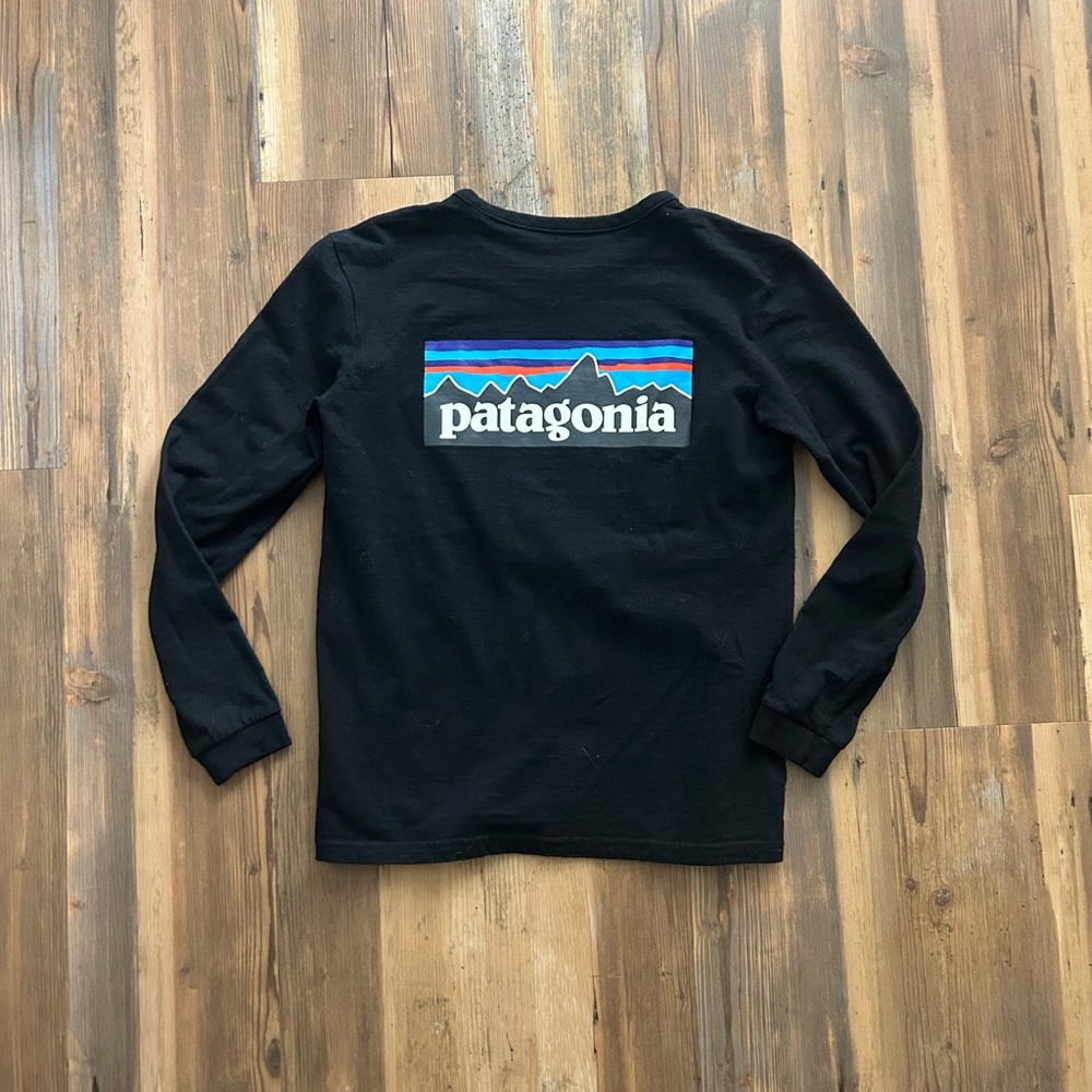 Patagonia Black Long Sleeve with Colorful Logo